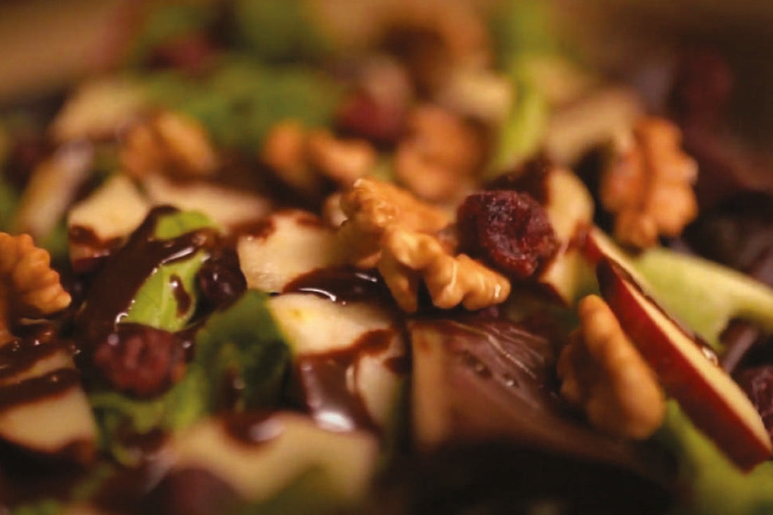 GARDEN GREENS WITH TURNED VINO AND CHOCOLATE DRESSING