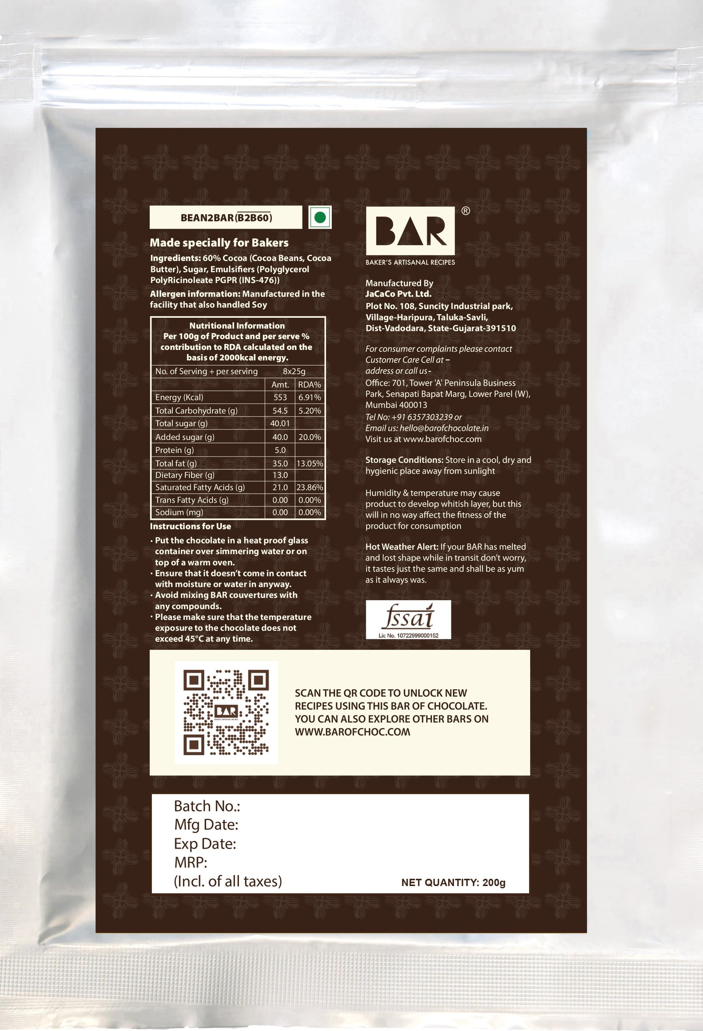 Bean2BAR60 (60% Cocoa - Idukki, Kerala Origin)