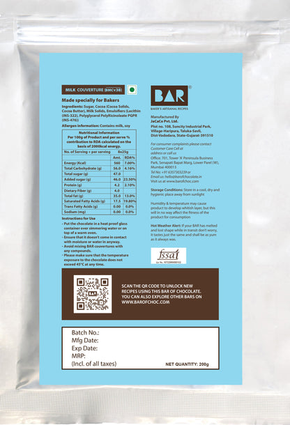 BAR38 Milk Couverture (38% Cocoa)