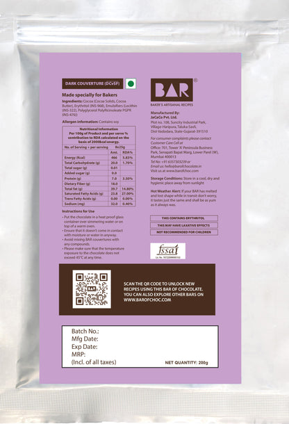 BARSF Dark Couverture ( 70% Sugar-Free)