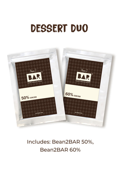 Dessert Duo(Bean2BAR50 (50% Cocoa),Bean2BAR60 (60% Cocoa) - 200GM Each)