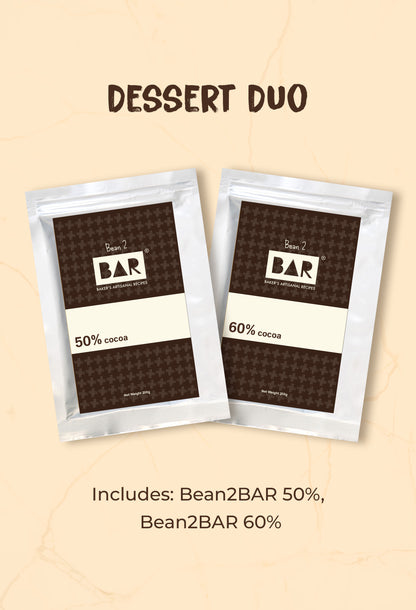 Dessert Duo(Bean2BAR50 (50% Cocoa),Bean2BAR60 (60% Cocoa) - 200GM Each)